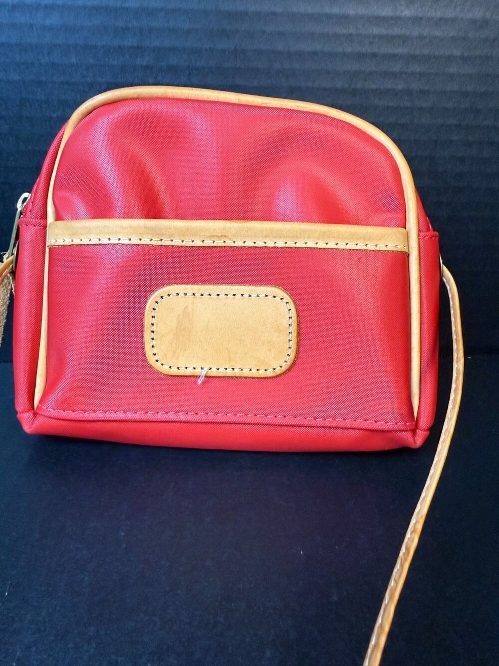 Jon Hart Becky Crossbody Bag Red Coated Canvas Leather Purse No Monogram